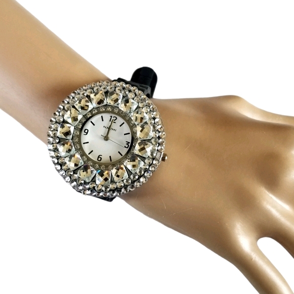 Narmi Crystal Rhinestone Silicone Band Watch - Picture 9 of 12